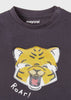 Boys Dark Gray Graphic T-Shirt, Round Neckline, Changing Tiger T-Shirt, Eco-Friendly 