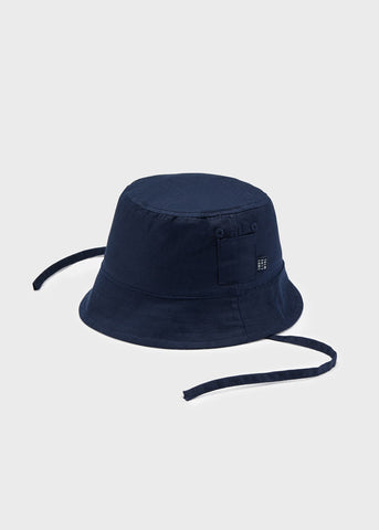 10180 Mayoral Linen Reversible Hat w/ Chin Strap, UNISEX Navy Blue/Plaid