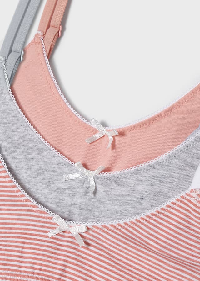 Mayoral girls training bras with adjustable straps, peach, detail