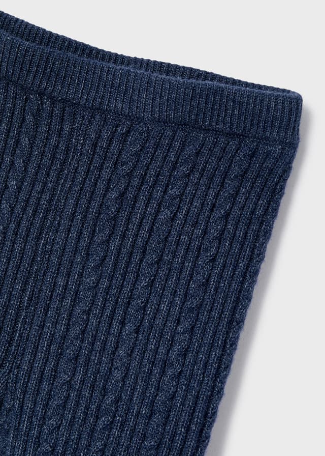 Elasticated Waistband Knit Leggings, Night Blue, Mayoral Girls