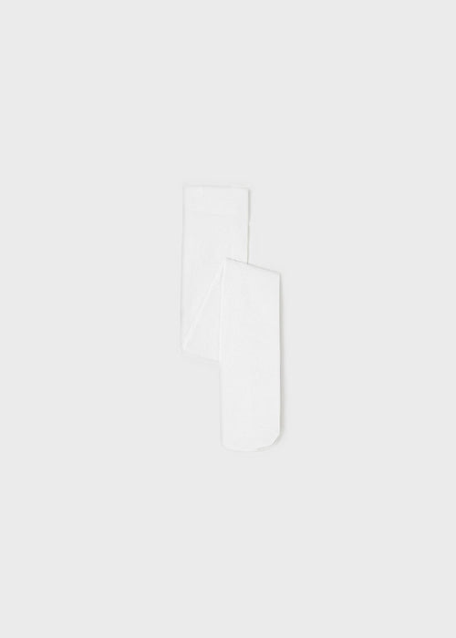 Mayoral Girls Footed Woven Tights, White