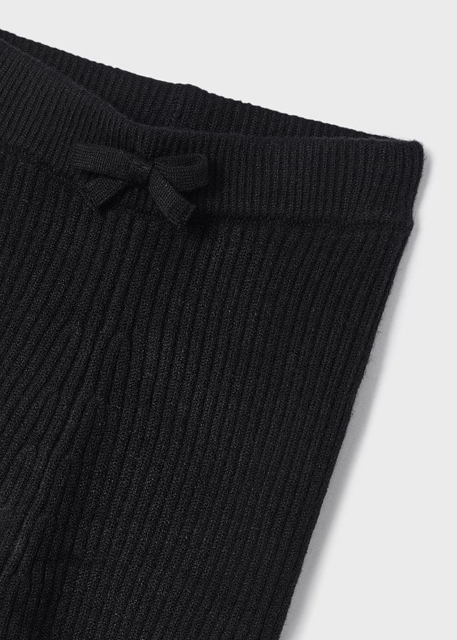 Mayoral girls ribbed knit soft leggings, black, detail