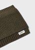 Boys Forest Green Slip On Knitted Scarf, Detail