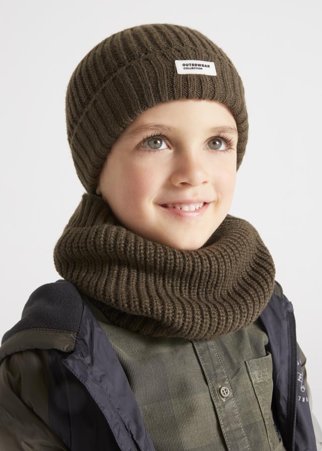 Wrap Knitted Slip On Scarf, Forest Green, Mayoral Boys