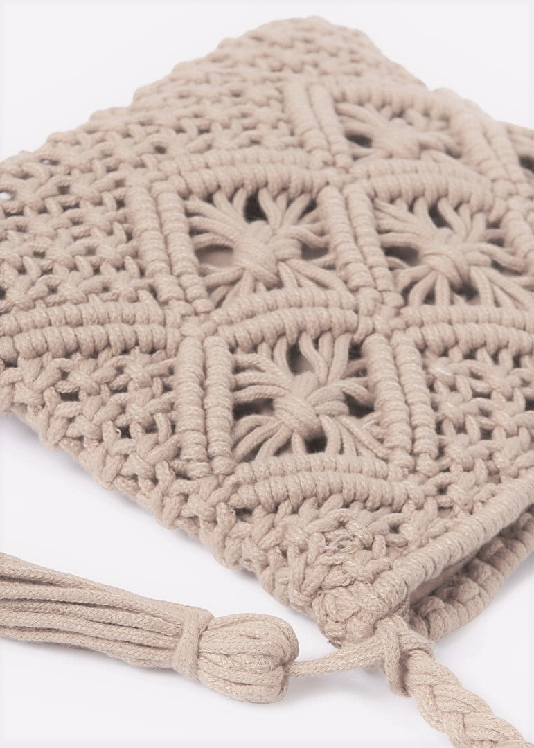 10510 Mayoral Crochet Crossbody Purse, Chickpea