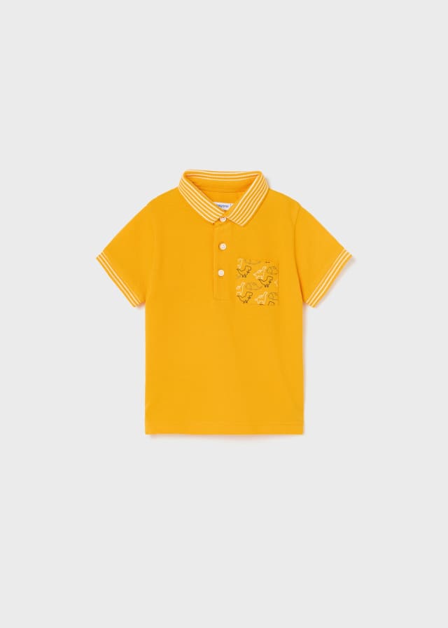 1105 Collared S/S Polo, Dino Pocket, Amber front