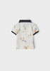 Boys Mayoral Off-White Polo Shirt, Collared, Short Sleeved, Boat Print, Back