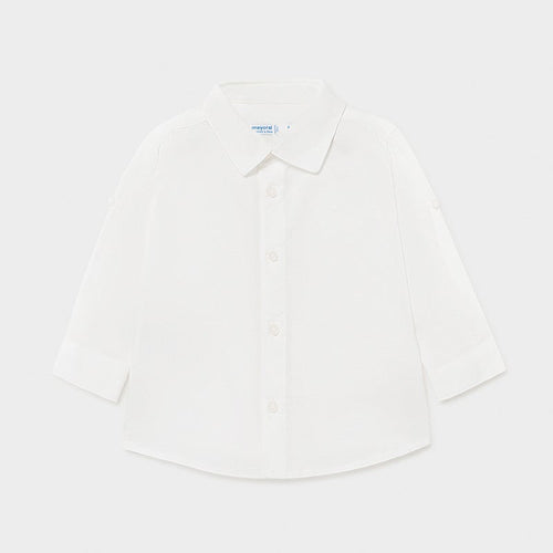 117 Mayoral Boys White Long Sleeve Collared Shirt, Button Down Shirt