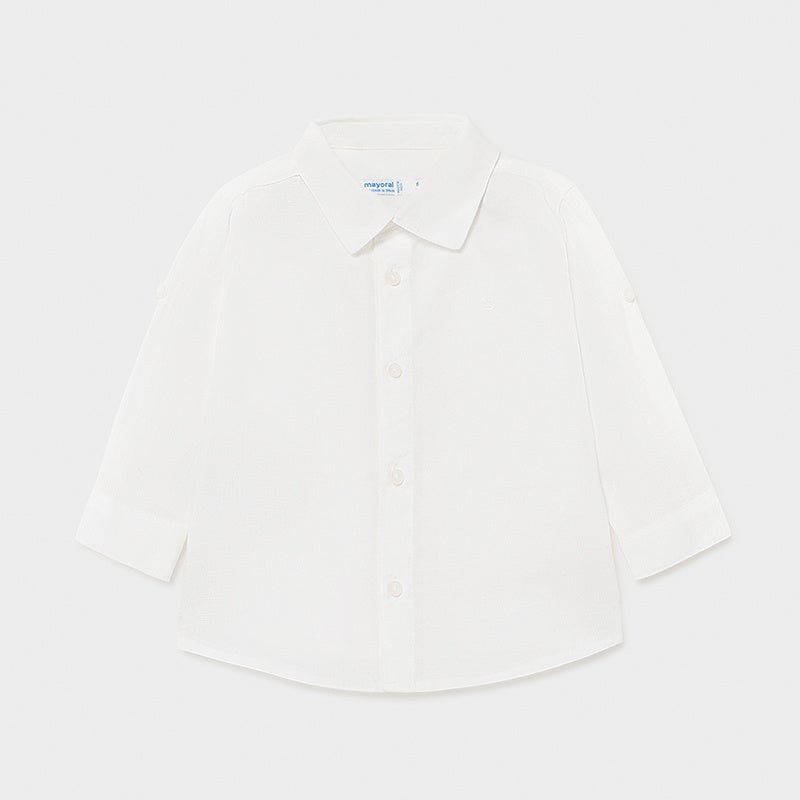 117 Mayoral Boys White Long Sleeve Collared Shirt, Button Down Shirt