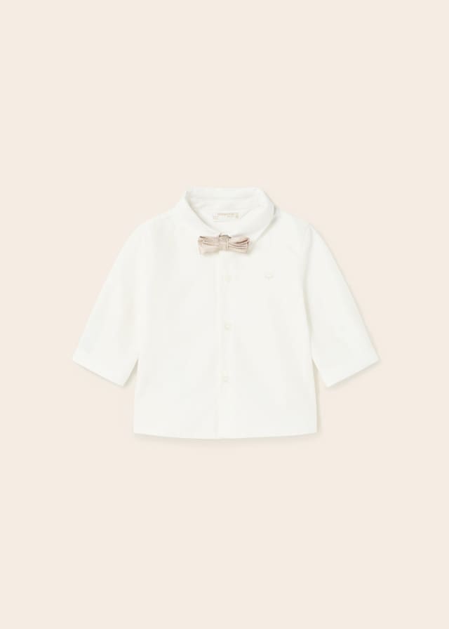 1190 Mayoral Boys L/S Collared Dress Shirt w/Tan Bow Tie