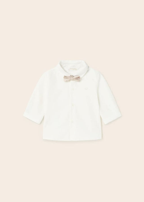 1190 Mayoral Boys L/S Collared Dress Shirt w/Tan Bow Tie