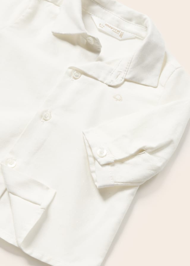 1190 Mayoral Boys L/S Collared Dress Shirt w/Tan Bow Tie