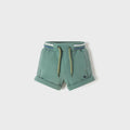 1211 Mayoral Boys Green Amazon Fleece Shorts, Front, Adjustable Shorts