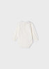 Girls Mayoral Lace Trimmed Off-White Long Sleeve Snap Bodysuit, Back Button Fastenings, Back