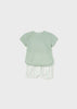 1252 Sustainable Cotton Linen Resort Button Up Shirt & Shorts Set, Aqua/Sage