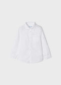140 Mayoral Mini Boys Collared Dress Shirt, Roll Up Sleeves, White