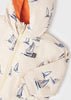 Mayoral Boys Reversible Windbreaker, Sailboat Printed Sweater, Front Central Zip Fastening, Front Detail