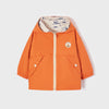 Mayoral Boys Orange/Clay Hooded Long Sleeved Reversible Windbreaker, Functional Front Pockets, Front 