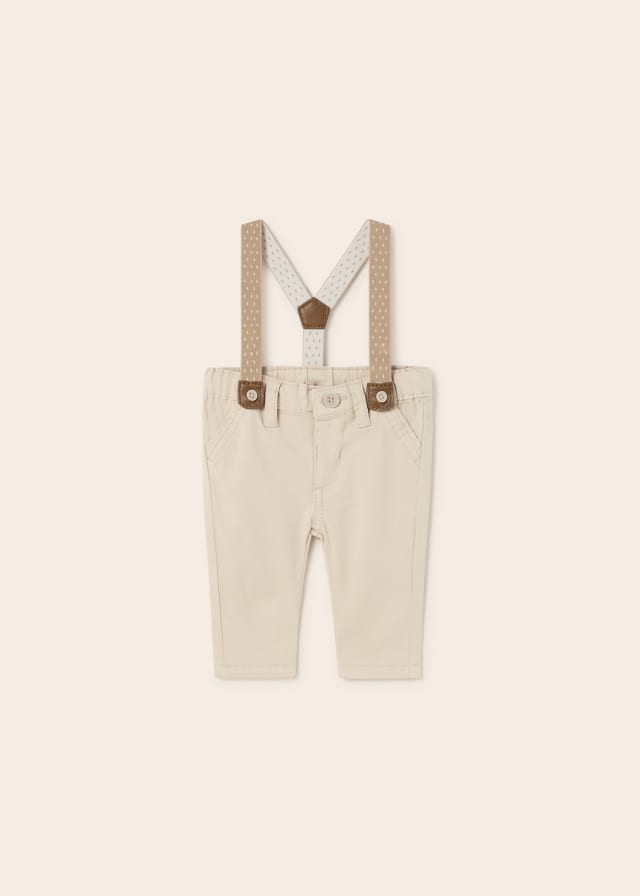 1510 Mayoral Boys Dress Pants w/Removable Suspenders, Tan