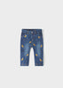 Girls Mayoral Tiger Embroidered Denim Pants, Fold Peach/Natural Tiger, Front functional pockets