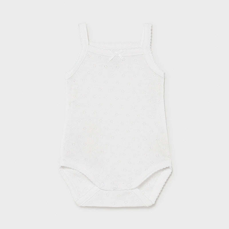 168 Mayoral Girls White Tank Top Bodysuit with Straps, Front