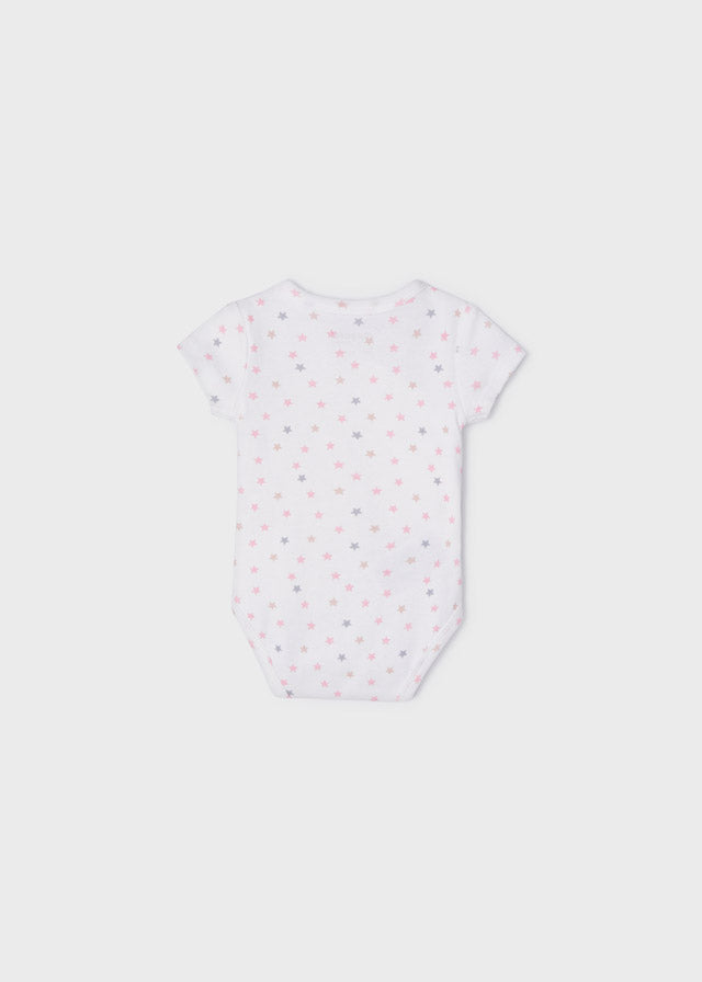 Girls Mayoral Short Sleeved Pearl Pink Snap Bodysuit, Back