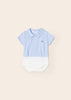 1765 S/S Collared Dress Shirt Bodysuit Lt Blue Chambray front view