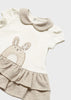 1801 Mayoral Girls Soft Peter Pan Collar Embroidered Bunny Dress, Natural