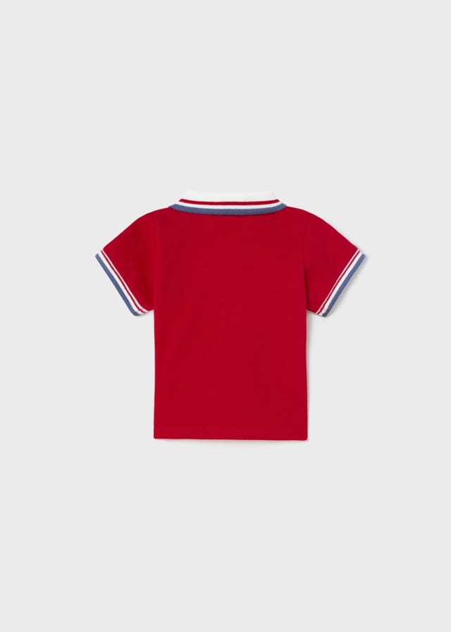 190 S/S White Striped Collar, Polo Red back