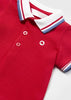 190 S/S White Striped Collar, Polo Red detail