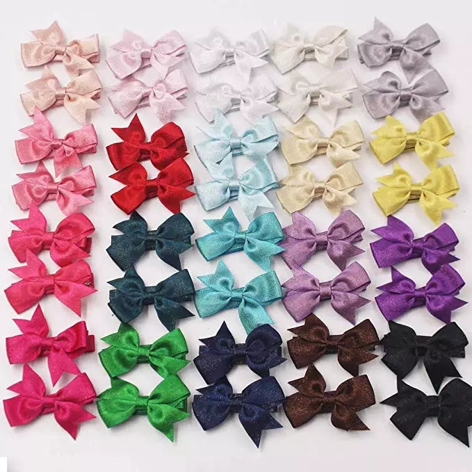 2" Sparkle Satin Non-Slip Pinch Clip Bows (CLICK FOR OPTIONS)