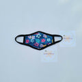 kids size face mask for 2 year old up to 7 years, flower, cloth washable with filter insert