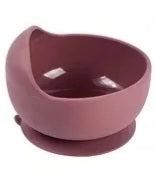 Silicone fox baby feeding set, maroon, suction bowl