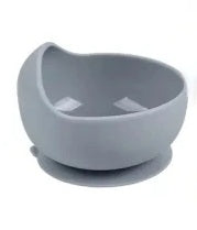 Silicone fox baby feeding set, grey, suction bowl