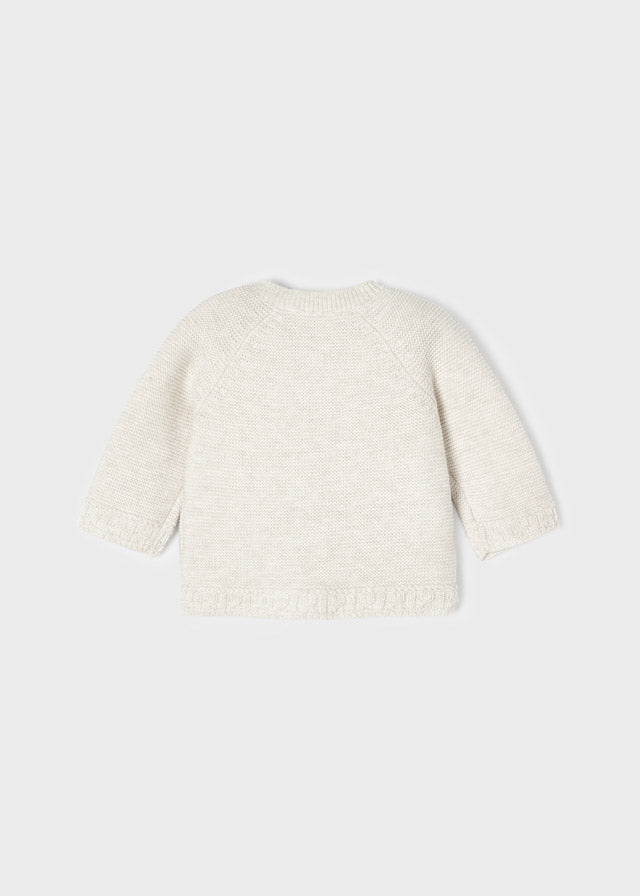 Unisex Mayoral Knitted Long Sleeved Cream Cardigan, Round Neckline, Back