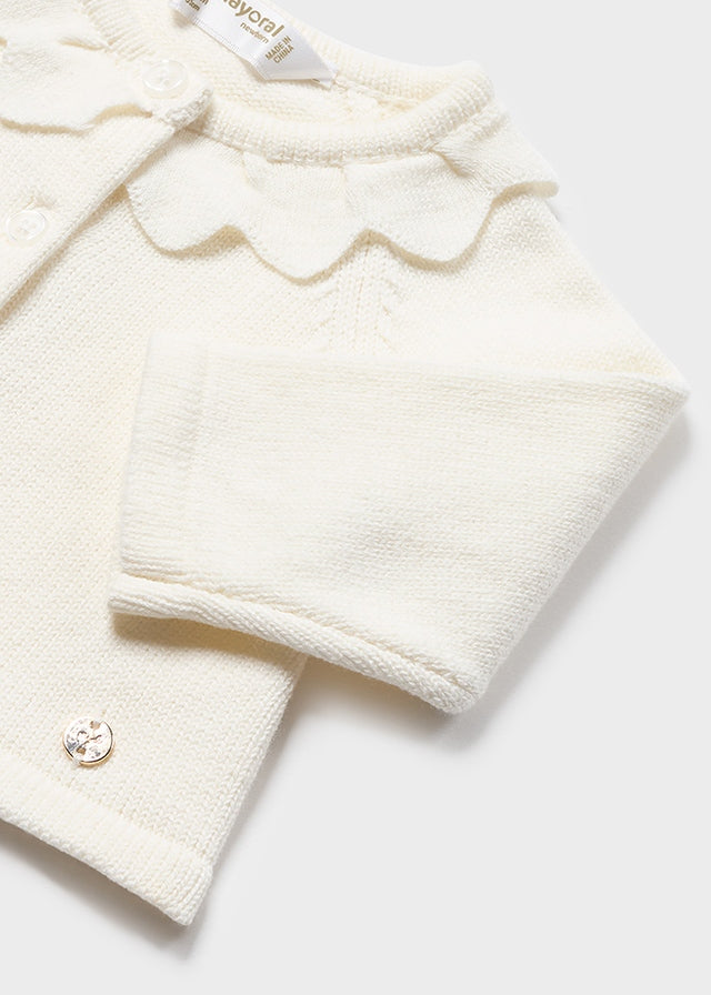 Girls Mayoral Knitted Long Sleeved Cardigan, Decorative Elements, Front Button Fastening