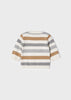 Boys Long Sleeved Striped Caramel Crewneck Sweater, Back