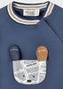 Interactive Puppy Ears on Sweatshirt, Sports Blue, Pullover Sweater 