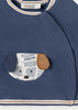 Puppy Designed Stitched on Sweatshirt, Sports Blue, Snap Button Fastening 