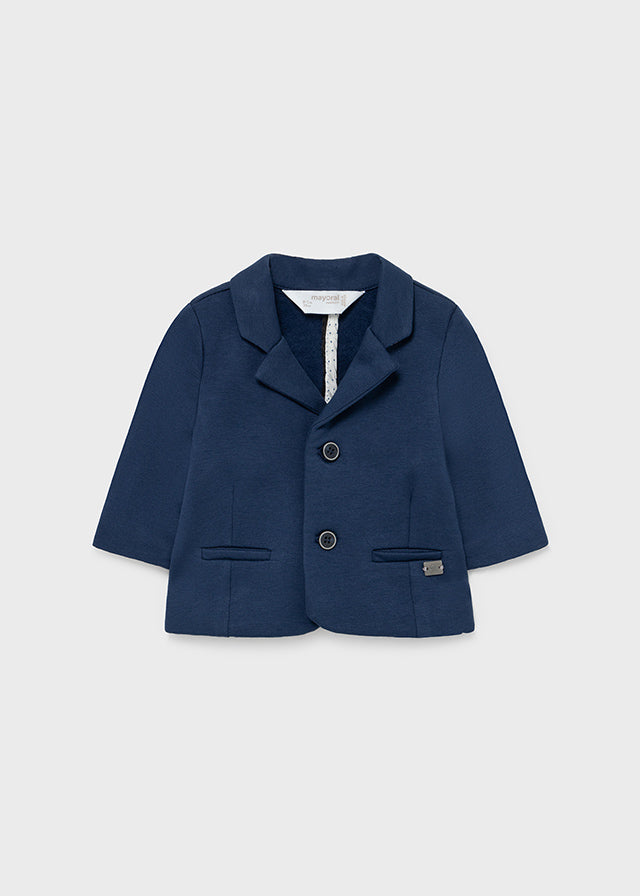 Mayoral Boys Navy Formal Blazer, Lapel Collar, Front Button Fastening, Two Front Pockets, Long Sleeve, Navy Blue