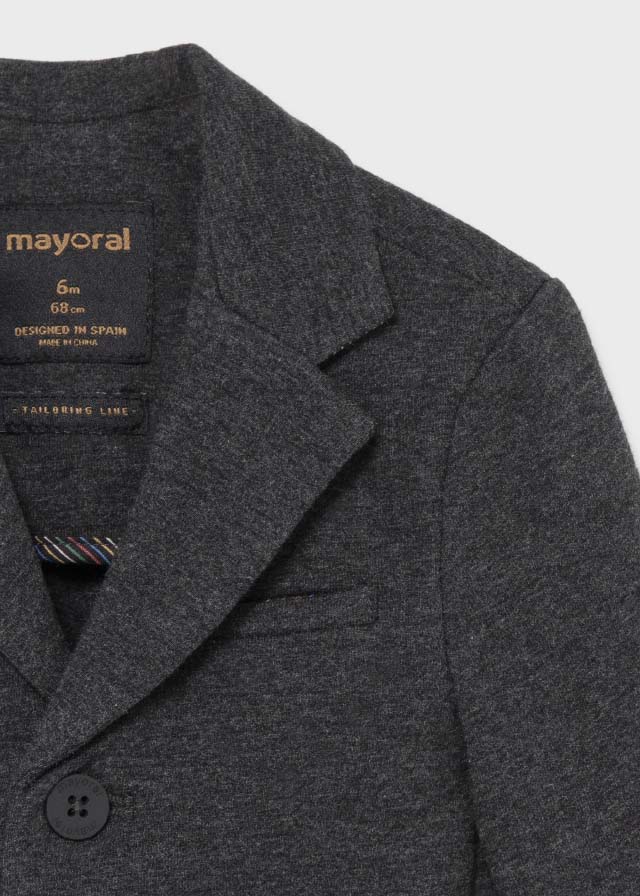 Mayoral Boys Charcoal Formal Blazer, Front Breast Pocket, Front Buttons
