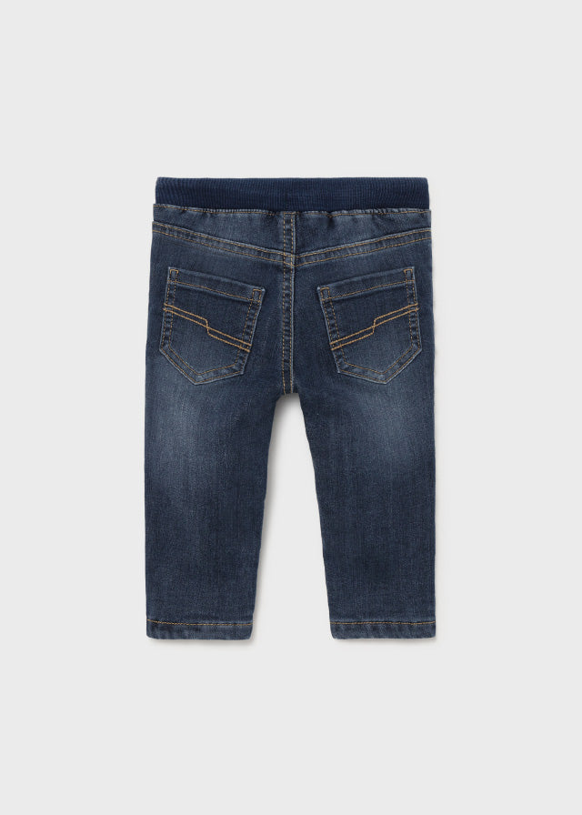 Boys Elasticated Waistband Pants, Two Back Pockets, Skinny Denim Pants, Back