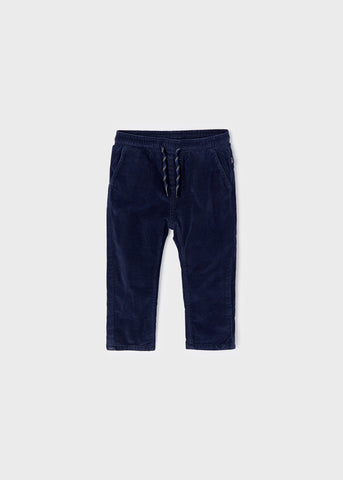 2532 Mayoral Boys Micro Corduroy Lined Pants, Navy Blue, Eco-Friendly
