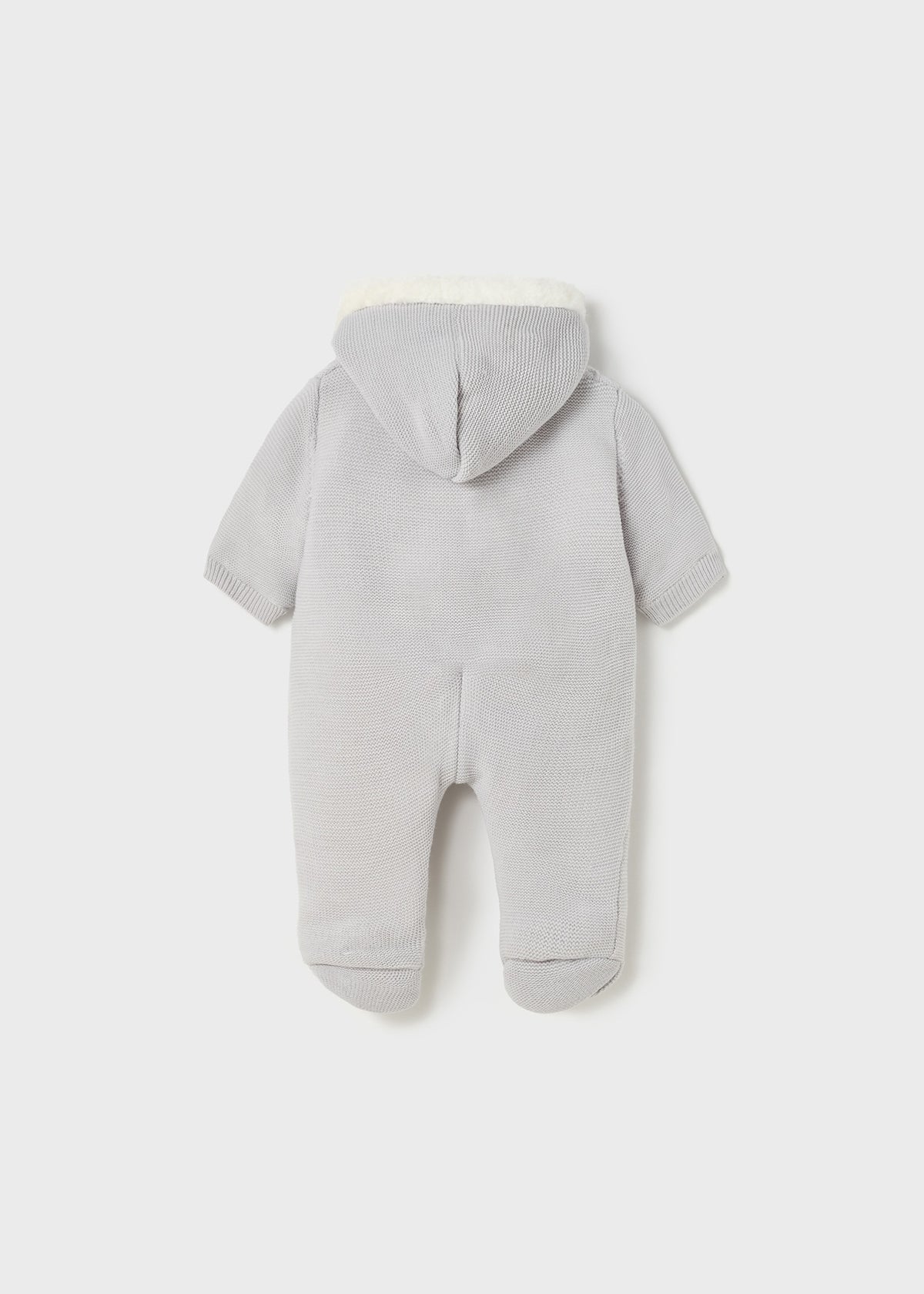 Mayoral heirloom hooded bunting footie, plush lined, grey cable knit, view 2