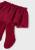 Girls Mayoral Elasticated Waistband Skirt, Tulle Skirt, Matching Red Tights