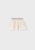 Girls Mayoral Elasticated Waistband Tulle Laced Skirt, Champagne, Back