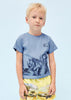 3011 Mayoral Mini Boys Graphic Print TShirt, Safari Animals, Lt Sky Blue