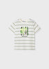 3017 Mayoral Mini Boys Embroidered Graphic TShirt, Striped Surf Boards