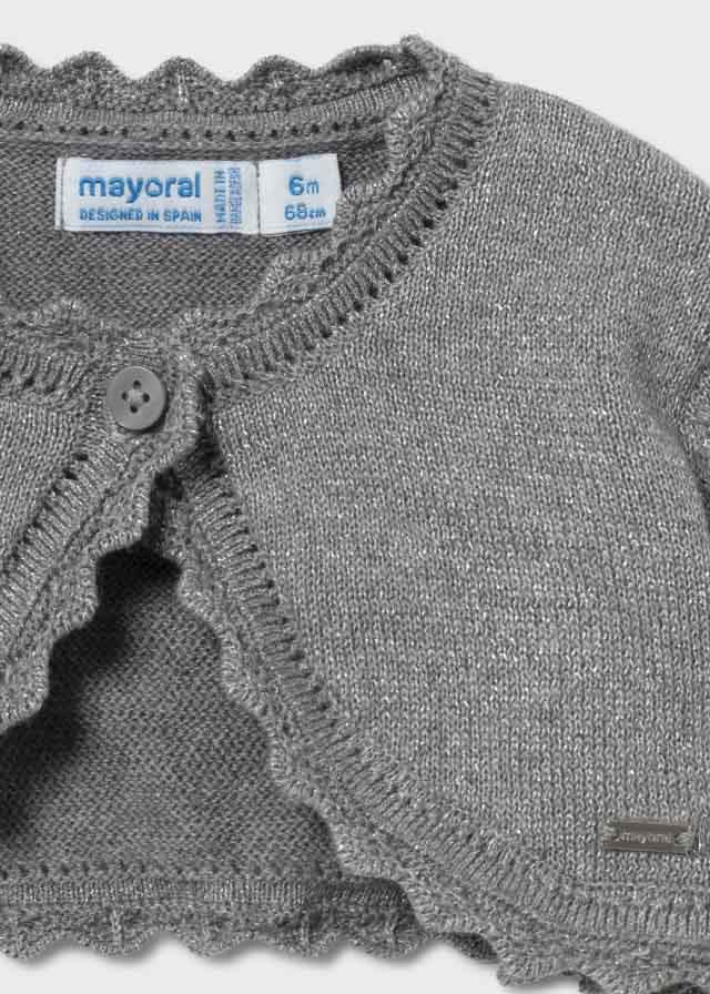 Knitted Basic Cardigan, Grey, Ecofriends, Decorative Knitted Design