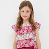 3137 Printed Tiered Ruffled Blouse Peony modeled 3